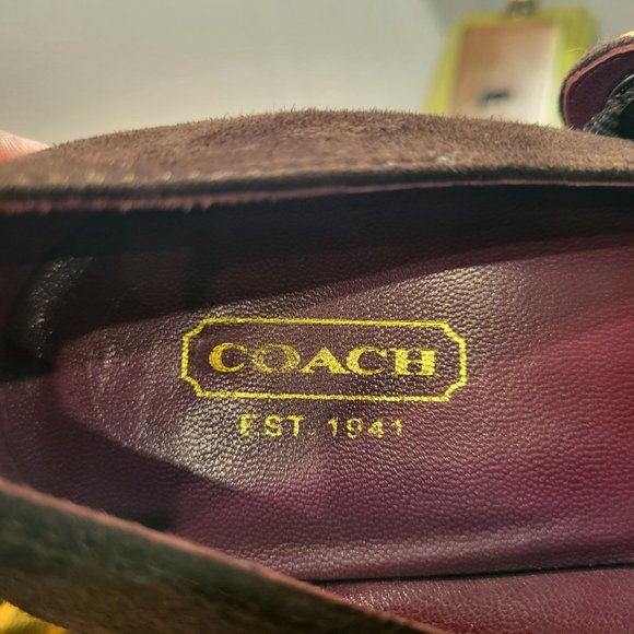 Coach Shoes Brown Suede Mary Jane Heels Platform Unique - Picture 10 of 12